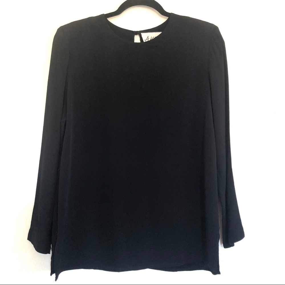 Vintage A.K.F Black Long Sleeve Medium Blouse.